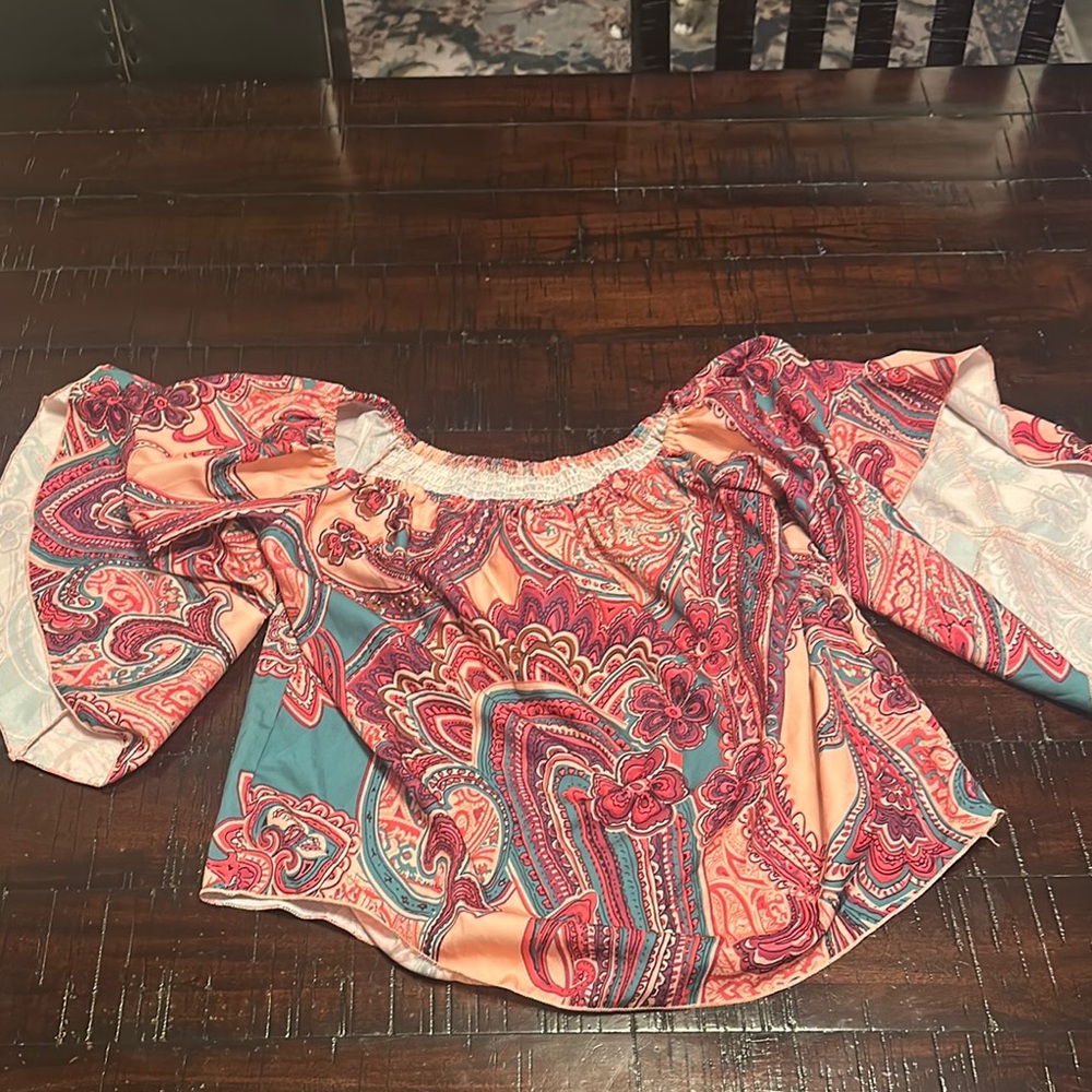 Colorful Paisley Off-Shoulder Top
